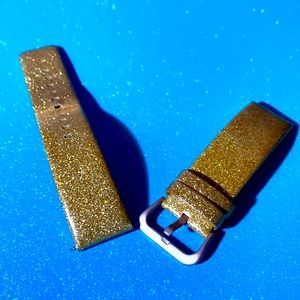 Hemobllo 2 Piece Gold Glitter Leather Watchband. Compatible With Apple Watch.